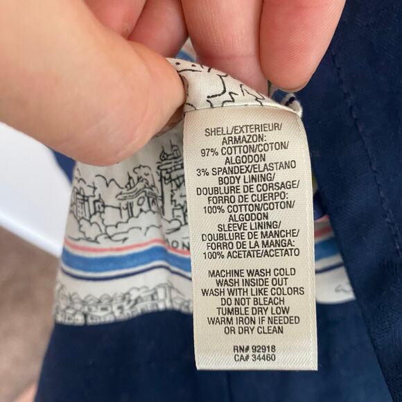 Juicy Couture Womens Size Medium Jacket Coastal Preppy Nautical Cotton Navy Coat - Picture 3 of 7